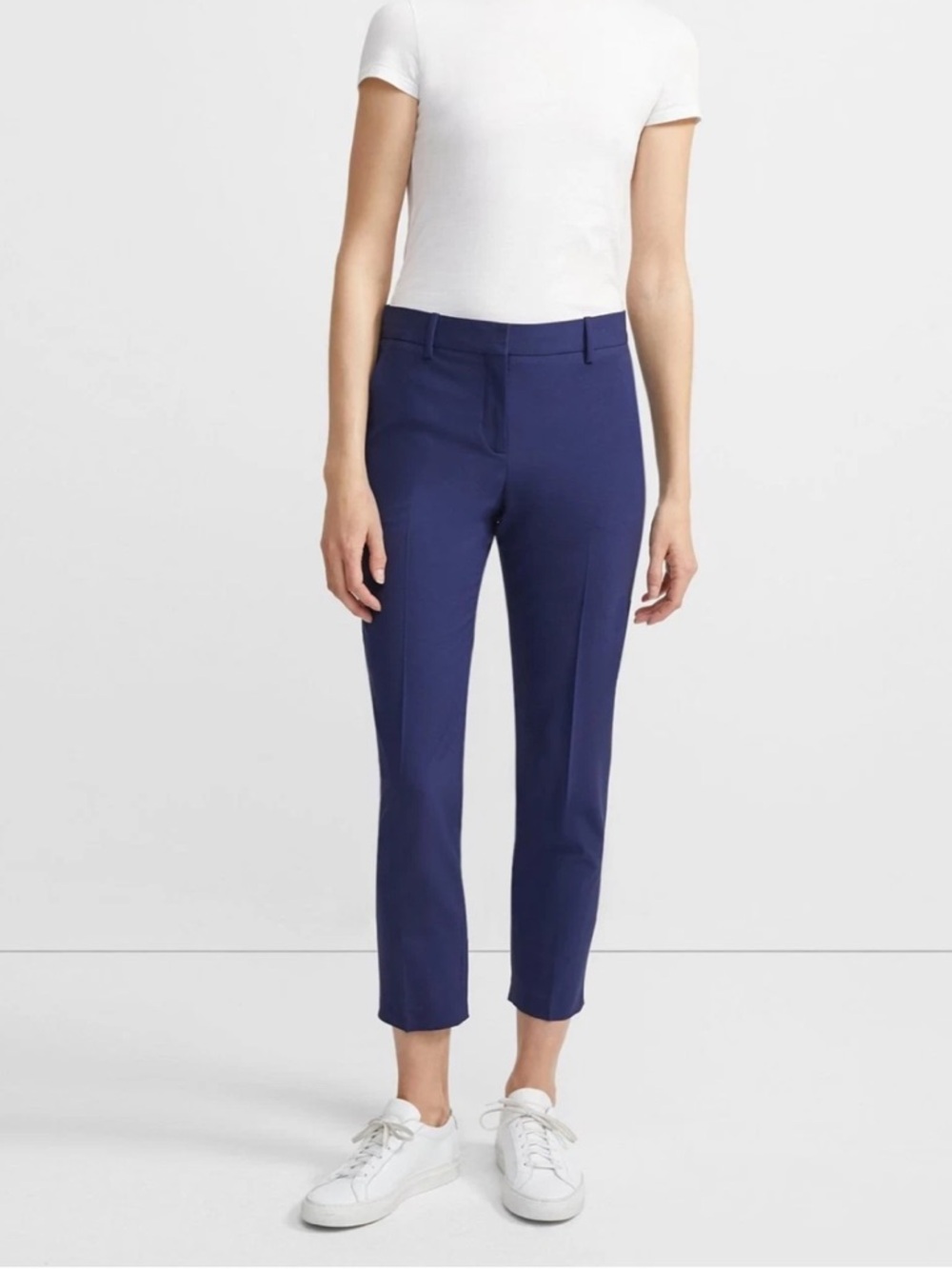 Theory Pants Treeca2 Wool Blend Cropped Women Sz 2 Dark Blue Business Casual